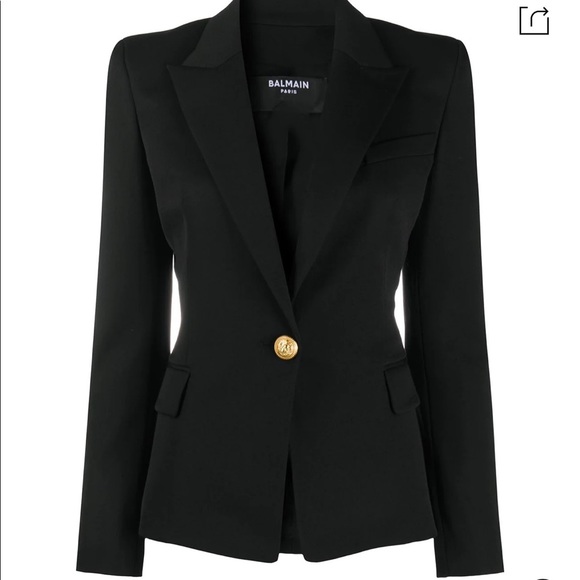 Size 34 Black one button Balmain Blazer - Picture 2 of 7
